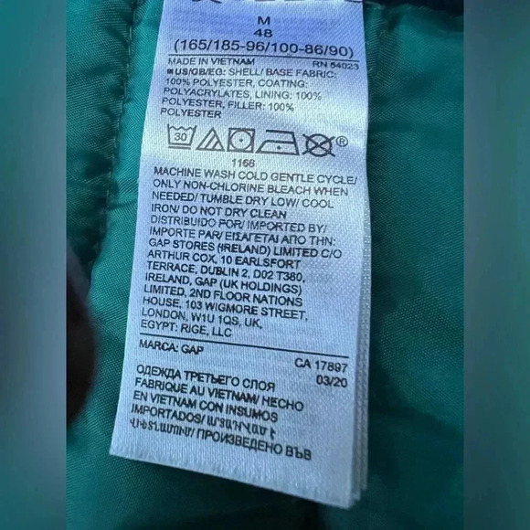 Gap Men’s Lightweight Puffer Vest Size M Preowned Like New Water Resistant - Picture 6 of 6